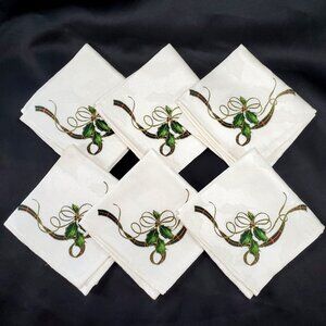 VTG Lenox Christmas Holiday Nouveau Dinner Napkins, 10” Square Set of  Jacquard